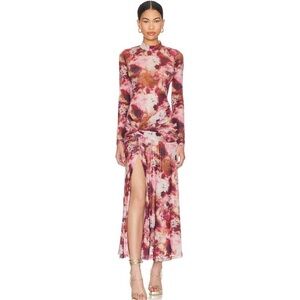 Elegant Floral Long Sleeve Mini Dress